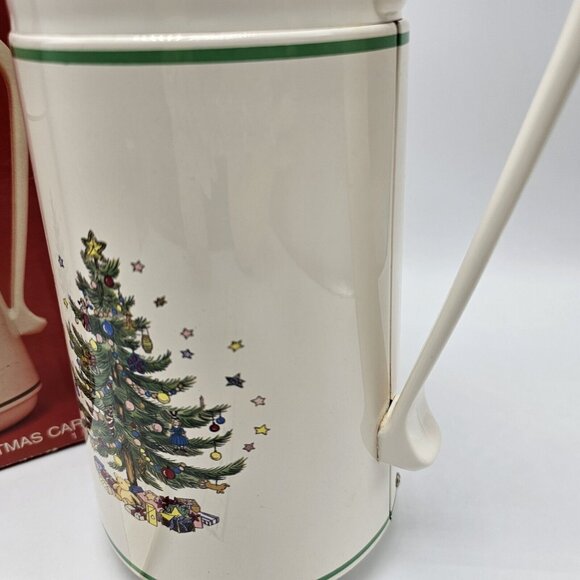 Christmas Holiday Coffee Carafe 1 L Vintage Nikko Box Thermal Vacuum Christmas - Picture 3 of 9